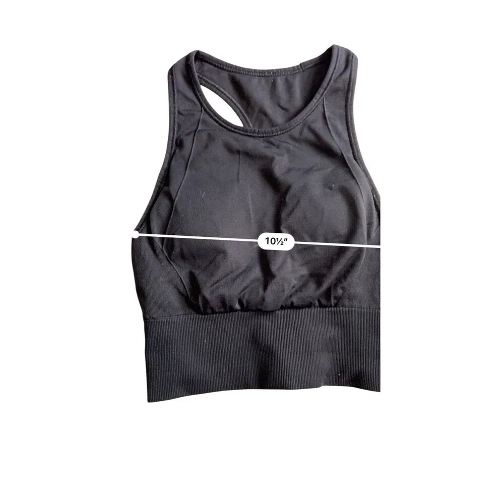 Lululemon Women Ebb to Train Sports Bra Size 2 Black Longline High Neck Gym Yoga